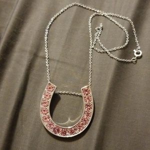 Pink horseshoe necklace